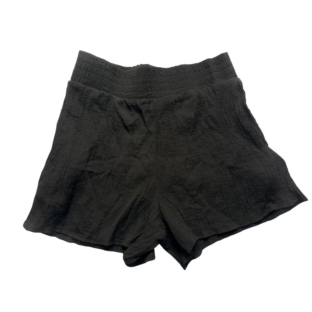Zara Black Cotton Crinkle Gauze Shorts Smocked Waist Pull On Boho Flowy Sz XS 4